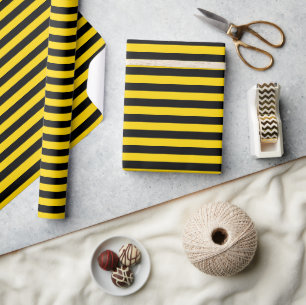 Papper radbrytning av gult/svart Rand Presentpapper