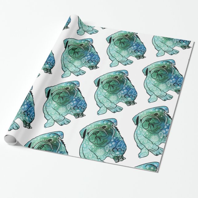 Papper radbrytning av hund Fransk Bulldog Glossy W Presentpapper (Utrullad)