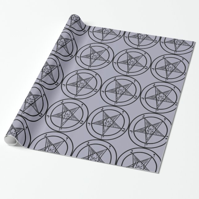Papper radbrytning av Lavender Baphomet Pentagram Presentpapper (Utrullad)