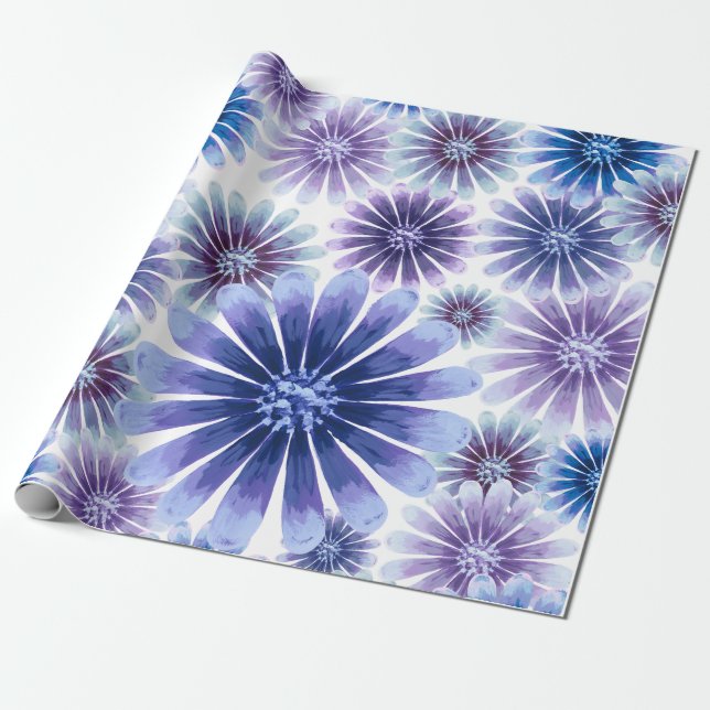 Papper radbrytning av Lavender Blommigt Presentpapper (Utrullad)