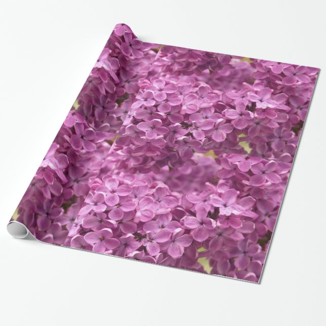 Papper radbrytning av Lilac Flowers Presentpapper (Utrullad)