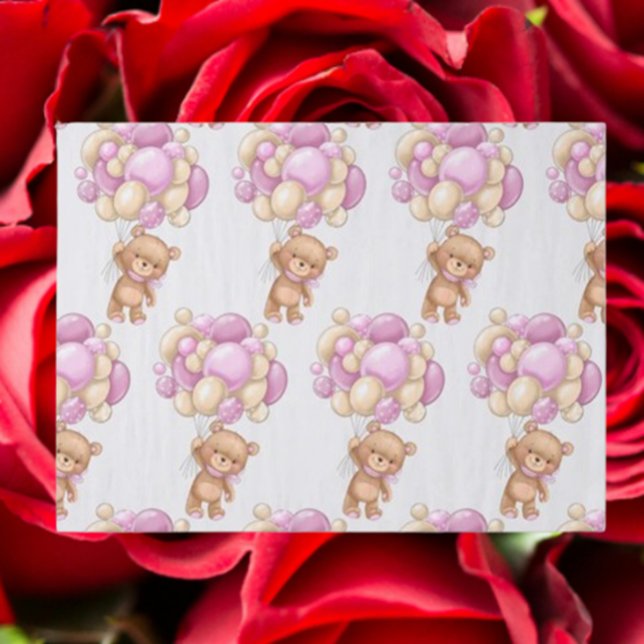 Papper radbrytning av lustburk för flickor presentpapper (Wrap gifts with love using our Girl Cute Bear Balloon Wrapping Paper)