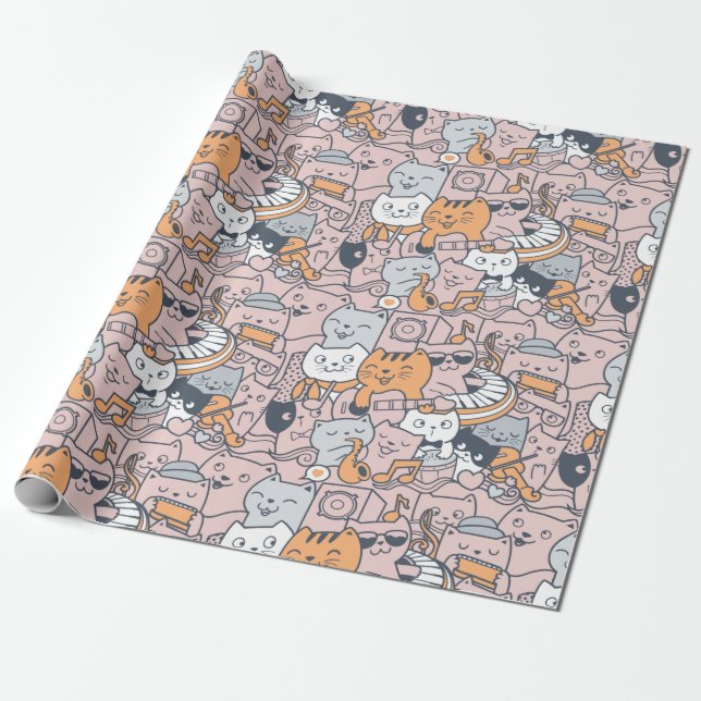 Papper radbrytning av matta katter presentpapper (Utrullad)