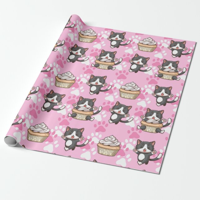 Papper radbrytning av matta katter presentpapper (Utrullad)