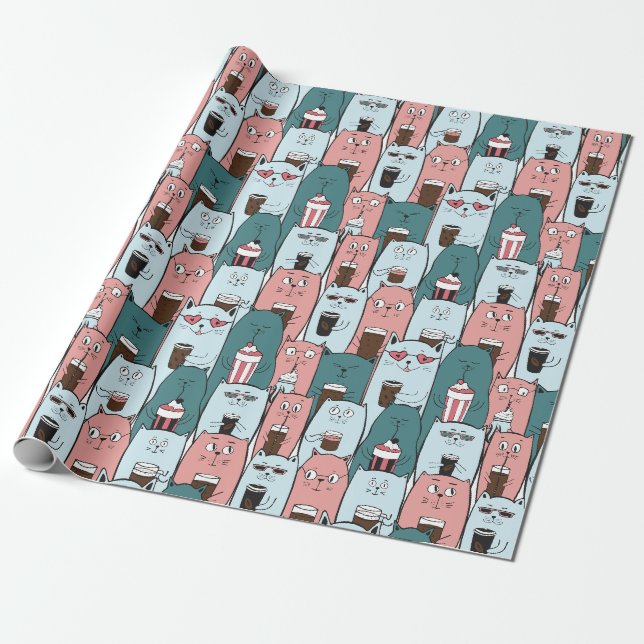 Papper radbrytning av matta katter presentpapper (Utrullad)