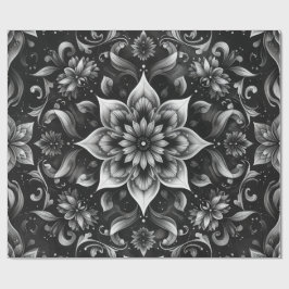 Papper radbrytning av monokrom Blommigt för Ornate Presentpapper