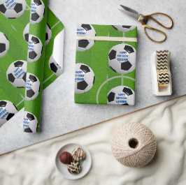 Papper radbrytning av Personlig med fotboll och be Presentpapper