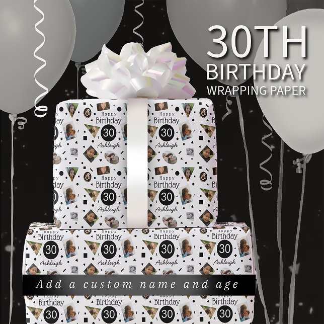 Papper radbrytning av Photo Confetti Namn 30års fö Presentpapper (Skapare uppladdad)