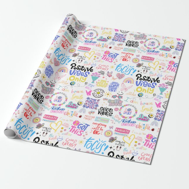 Papper radbrytning av positiva bekräftelser presentpapper (Utrullad)