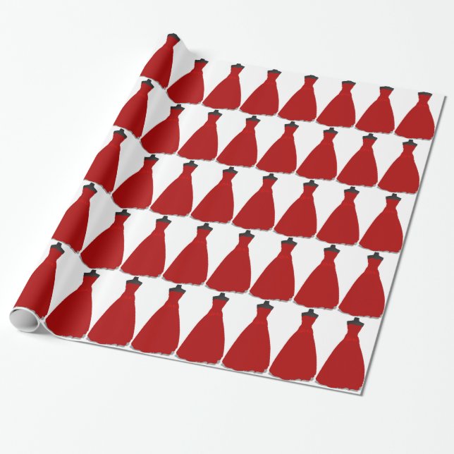 Papper radbrytning av Red Dress-tema Presentpapper (Utrullad)