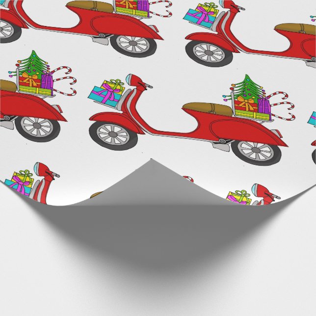 Papper radbrytning av retro-skotern i hand plockad presentpapper (Hörn)