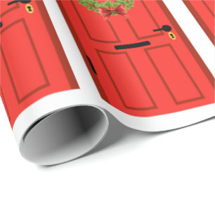 Papper radbrytning av röda dörrar presentpapper