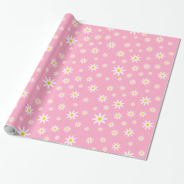 Papper radbrytning av rosa Daisy Presentpapper