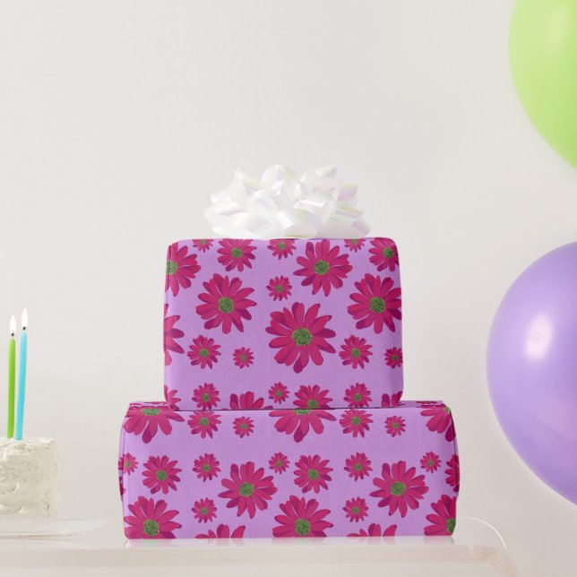 Papper radbrytning av rosa Daisy Presentpapper (Festgåvor)