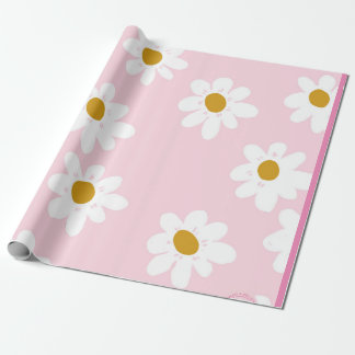 Papper radbrytning av rosa Daisy Presentpapper