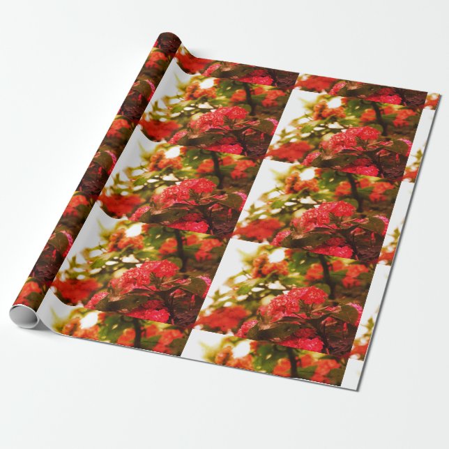 Papper radbrytning av rosa Flowers Matte Wrapping Presentpapper (Utrullad)