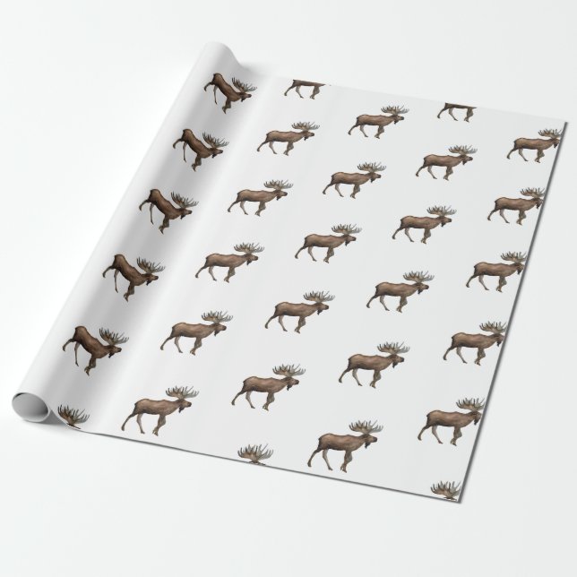 Papper radbrytning av Rustic Moose-utskrift Presentpapper (Utrullad)