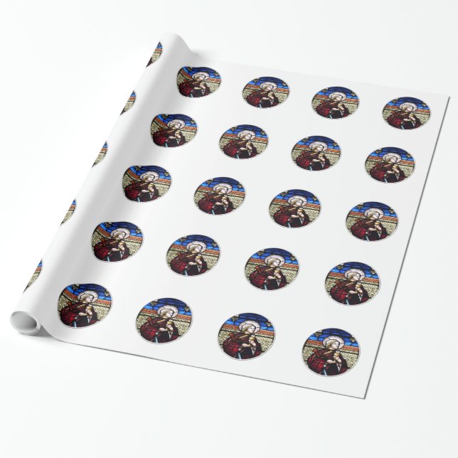Papper radbrytning av Saint Barbara Stached Glass  Presentpapper (Utrullad)
