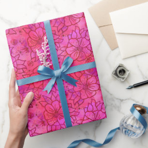 Papper radbrytning av shock rosa Blommigt Presentpapper
