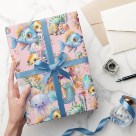 Papper radbrytning av Sjöjungfru för Rosa Presentpapper