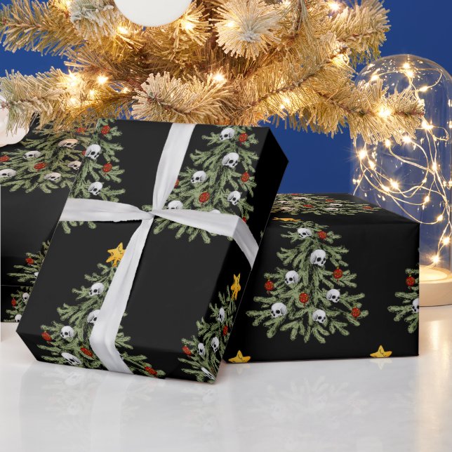Papper radbrytning av skullen Julgran Presentpapper (Helgdagar)