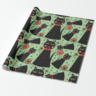 Papper radbrytning av svart katt presentpapper