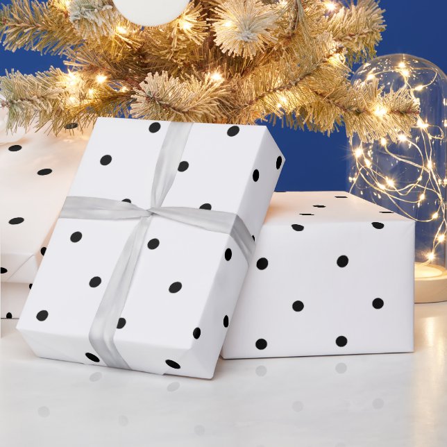 Papper radbrytning av svart och vitt Polka dots Presentpapper (Helgdagar)