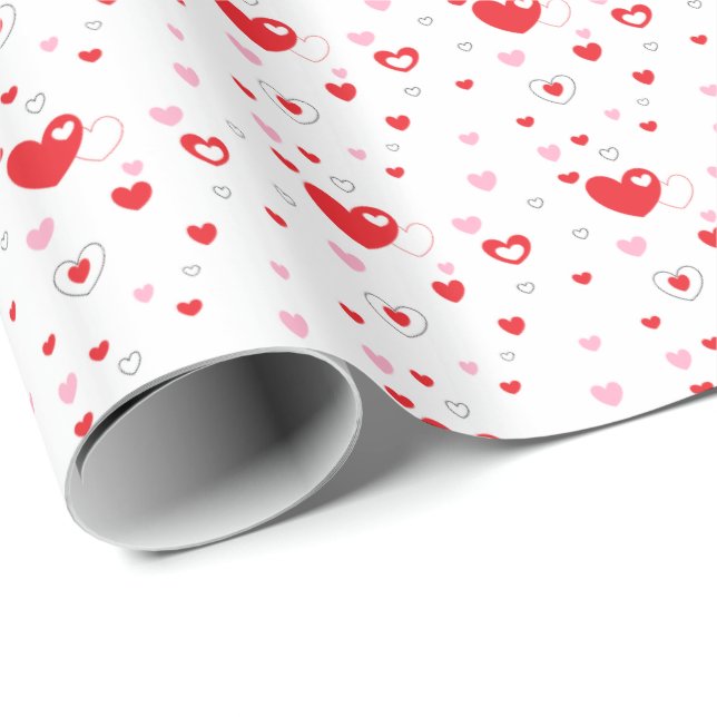 Papper radbrytning av Valentine Hearts design Gift Presentpapper (Rullad Hörn)