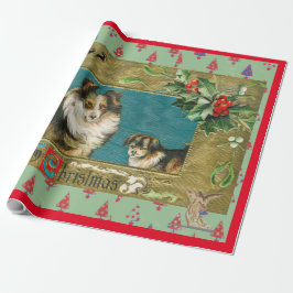 Papper radbrytning av vintage COLLAGE CHRISTMAS Presentpapper