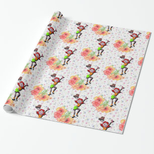 Papper radbrytning, Blommigt Skalning Presentpapper