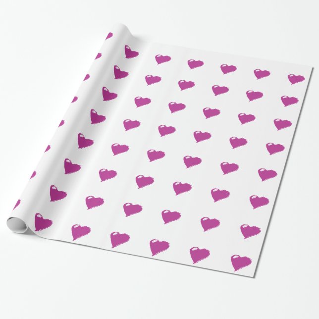 Papper radbrytning för rosa Hearts Glossy Wrapping Presentpapper (Utrullad)