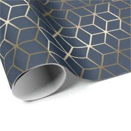 Papper radbrytning - Geometriskt Silver och blått/ Presentpapper