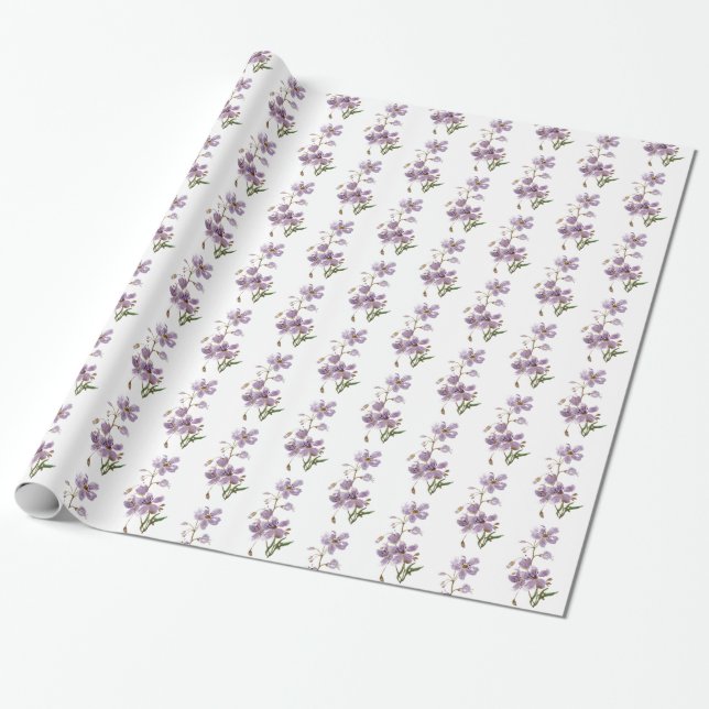 Papper radbrytning med liten Blommigt - delikat bl Presentpapper (Utrullad)