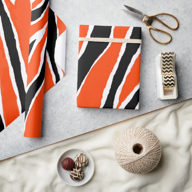 Papper radbrytning - Orange/svart Presentpapper (Hantverk)