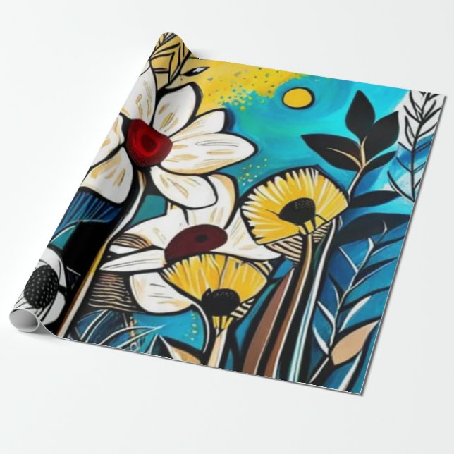 Papper radbyte för blommigt presentpapper (Utrullad)