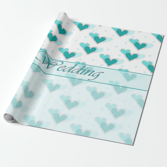 Papper radbyte för bröllop Turcos Hearts Rows Wrap Presentpapper (Utrullad)