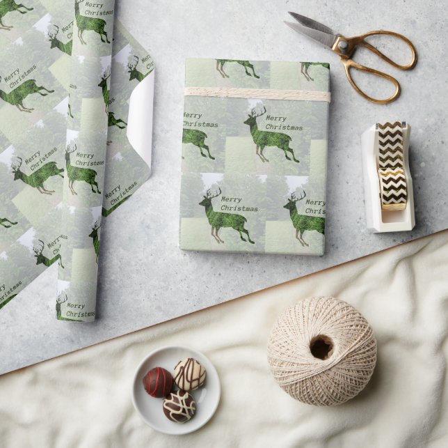 Papper radbyte för Hjort av god jul Presentpapper (Hantverk)