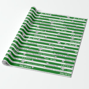 Papper Rand-inslagning av flerspråkig julafton Grö Presentpapper