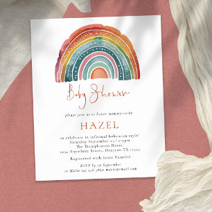 PAPPER   Retro Boho Rainbow Bohemian Baby Shower Flygblad