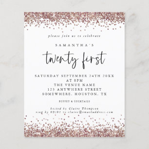 PAPPER Ro Guld Glitter Vita 21:a Party Inbjudan Flygblad