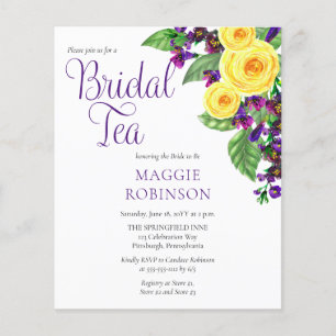 PAPPER Ro Violets Blommigt Möhippa Tea-inbjudan Flygblad