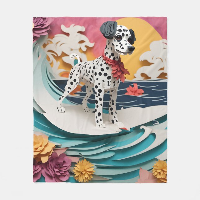 Papper Rococo Dalmatian Surfing Pastel Färg Fleecefilt (Framsidan)