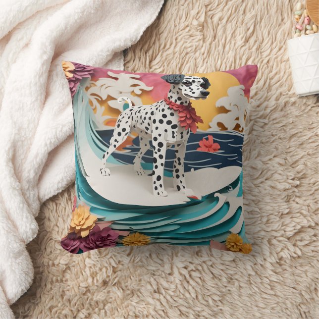 Papper Rococo Dalmatian Surfing Pastel Färg Kudde (Filt)