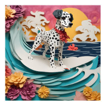 Papper Rococo Dalmatian Surfing Pastel Färg