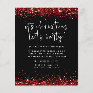 PAPPER   Röda Glitter-julklappar Party Inbjudan Flygblad
