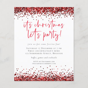 PAPPER   Röda Glitter-julklappar Party White Flygblad