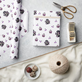 Papper roll för lila och svartkakor presentpapper