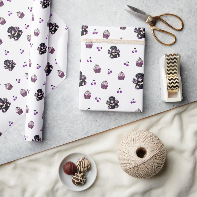 Papper roll för lila och svartkakor presentpapper (Hantverk)