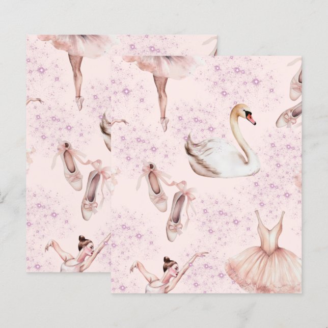 Papper Rosa Ballerina Dance Scrapbook (Fram/baksida)