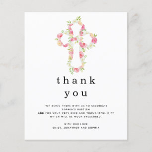 PAPPER Rosa Blommigt Kor Baptism Tack Flygblad